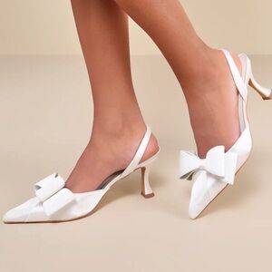 Lulu's White Bow Slingback Heels